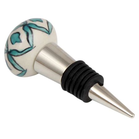 Sea Green Flower Ceramic Wine Bottle Stopper